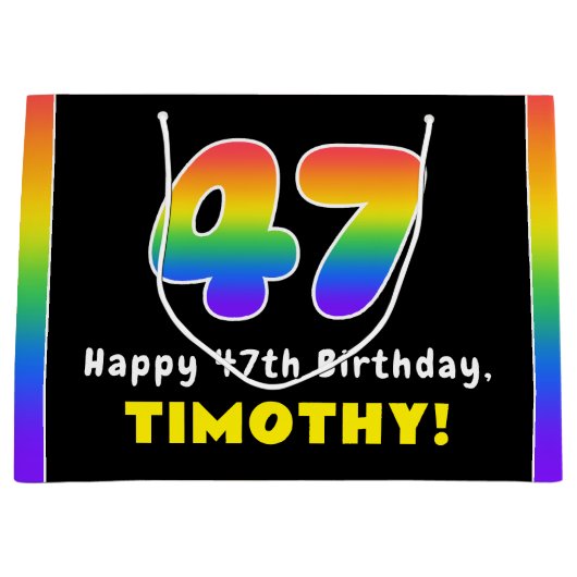 47e verjaardag: kleurrijke regenboog # 47, Naam va Groot Cadeauzakje (Voorkant)