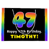 47e verjaardag: kleurrijke regenboog # 47, Naam va Groot Cadeauzakje (Achterkant)