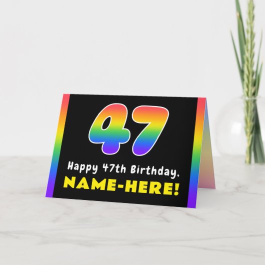 47e verjaardag: kleurrijke regenboog # 47, Naam va Kaart (Voorkant)