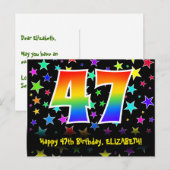 47e verjaardag: leuk sterrenpatroon, regenboog 47, briefkaart (Voorkant / Achterkant)