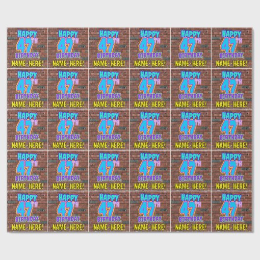 47e verjaardag: Leuk, Urban Graffiti geïnspireerd  Cadeaupapier (Vlak)