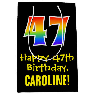 47e verjaardag: leuk, vet, kleurrijk, regenboog "4 medium cadeauzakje