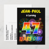 47e verjaardag - Leuk vuurwerk, Rainbow Look "47" Briefkaart (Voorkant / Achterkant)