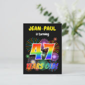 47e verjaardag - Leuk vuurwerk, Rainbow Look "47" Briefkaart (Staand voorkant)