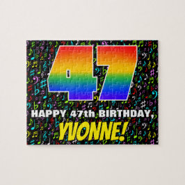 47e verjaardag — Leuke, kleurrijke muziek symbolen Legpuzzel