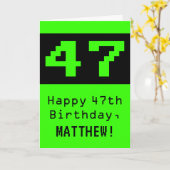 47e verjaardag: Nerdy / Geeky stijl "47" en naam Kaart (Gele Bloem)