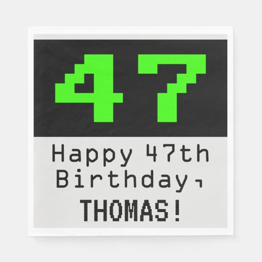 47e verjaardag - Nerdy / Geeky Style "47" & naam Servet (Voorkant)