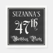 47e verjaardag Partij — Fancy Manuscript + de Naam Servet (Voorkant)