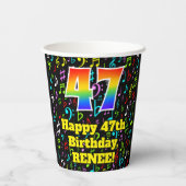 47e Verjaardag: Plezier Muzieknoten Patroon, Regen Papieren Bekers (Achterkant)
