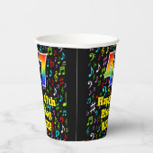 47e Verjaardag: Plezier Muzieknoten Patroon, Regen Papieren Bekers (Rechts)