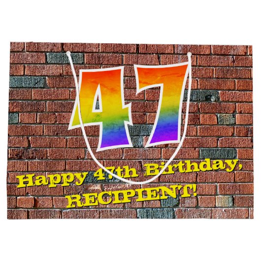 47e verjaardag: Plezier, op graffiti geïnspireerde Groot Cadeauzakje (Achterkant)