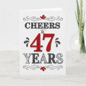 47e verjaardag Proost in rood wit zwart patroon Kaart (Voorkant)
