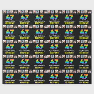 47e verjaardag: Regenboog "47"; Aangepaste foto's  Cadeaupapier