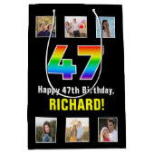 47e verjaardag: Regenboog "47", Aangepaste foto's  Medium Cadeauzakje (Voorkant)
