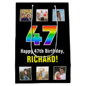 47e verjaardag: Regenboog "47", Aangepaste foto's  Medium Cadeauzakje (Achterkant)