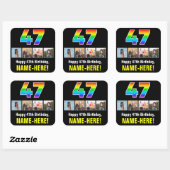 47e verjaardag: Regenboog "47"; Aangepaste foto's  Vierkante Sticker (Vel)