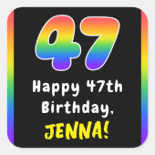 47e verjaardag: Regenboogspectrum # 47, Aangepaste Vierkante Sticker (Voorkant)