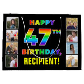 47e Verjaardag: Regenboogtekst, Aangepaste foto's Groot Cadeauzakje (Achterkant)