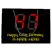 47e verjaardag: Rode digitale klok stijl "47" + na Groot Cadeauzakje (Achterkant)