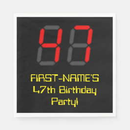 47e verjaardag: Rode digitale klok stijl "47" + na Servet