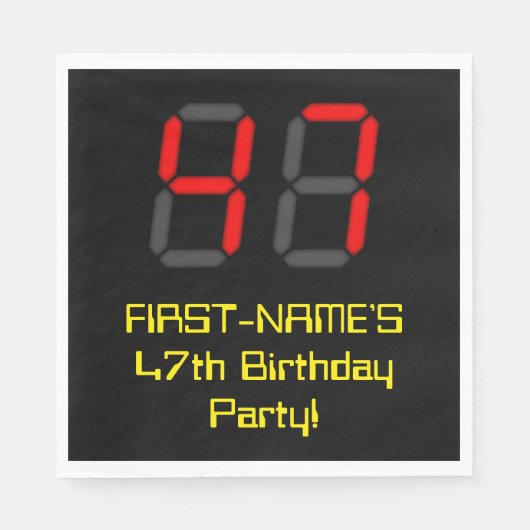 47e verjaardag: Rode digitale klok stijl "47" + na Servet (Voorkant)