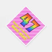 47e verjaardag: roze strips & harten, regenboognr. servet (Hoek)