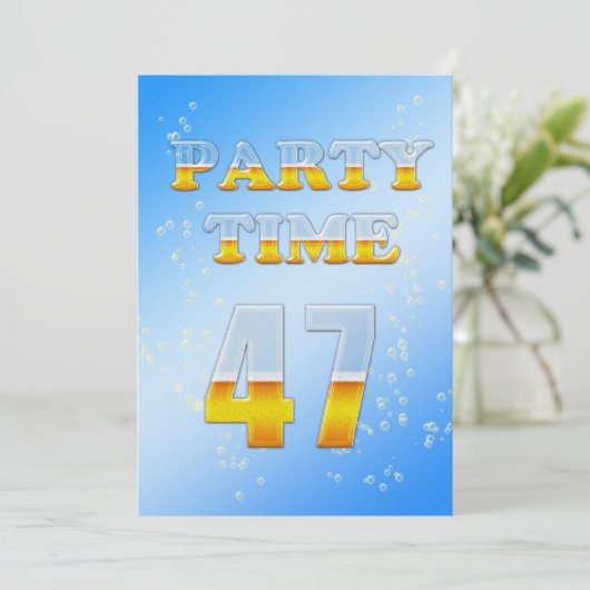 47e verjaardag uitnodiging met bier (Staand voorkant)