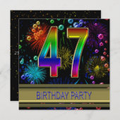 47e verjaardag Uitnodiging met bubbels (Voorkant / Achterkant)