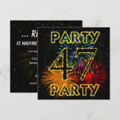47e verjaardag uitnodiging met vuurwerk (Voorkant / Achterkant)