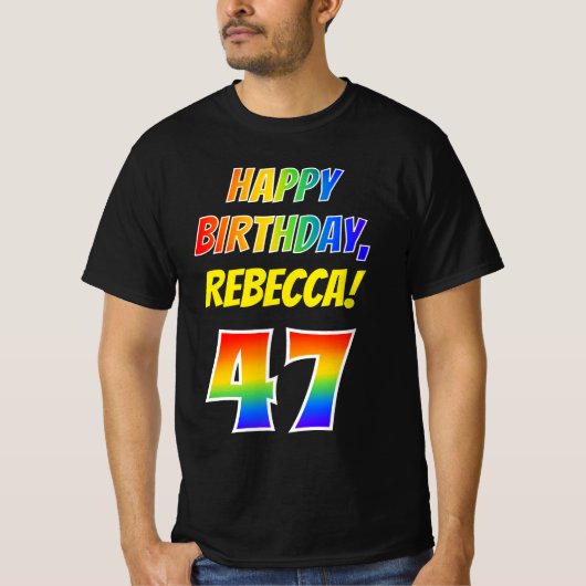 47e verjaardag — Vet, Plezier, Regenboog 47, Aange T-shirt (Voorkant)