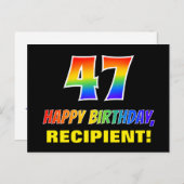 47e verjaardag: Vet, Vun, Eenvoudig, Regenboog 47 Briefkaart (Voorkant / Achterkant)