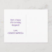 47e verjaardag: Vet, Vun, Eenvoudig, Regenboog 47 Briefkaart (Achterkant)