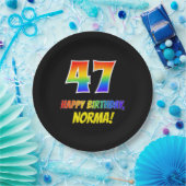 47e verjaardag: Vet, vun, eenvoudig, regenboog 47 Papieren Bordje (Feest)