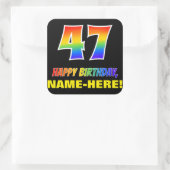 47e verjaardag: Vet, Vun, Eenvoudig, Regenboog 47 Vierkante Sticker (Tas)