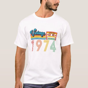 47e verjaardag Vintage Retro 1974 Cassettebandje T-shirt