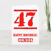 47e verjaardag: Vun, rode rubber stempel geïnspire Kaart (Voorkant)