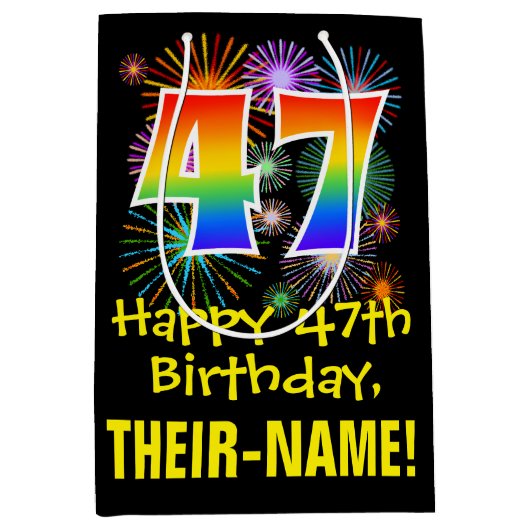 47e verjaardag: Vuurwapenpatroon met vuursteentje Medium Cadeauzakje (Voorkant)