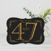 47e, Verjaardagsfeest 47e, grote Gatsby, zwart & g Kaart (Staand voorkant)