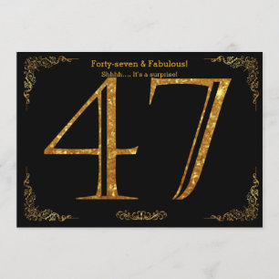 47e Verjaardagsfeest, Gatsby stijl, zwart goud gli Kaart