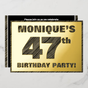47e verjaardagsfeest — Koutige, namaak-houtnerf te Folie Uitnodiging