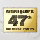 47e verjaardagsfeest — Koutige, namaak-houtnerf te Folie Uitnodiging (Voorkant)