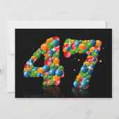 47e verjaardagsfeest, met bubbels en ballen kaart (Voorkant)