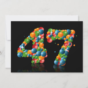 47e verjaardagsfeest, met bubbels en ballen kaart
