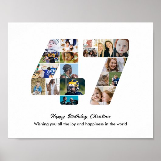 47e Verjaardagsfeest Nummer 47 Fotocollage Poster (Voorkant)
