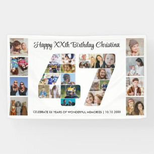 47e verjaardagsfeest Nummer 47 fotocollage Spandoek