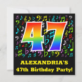 47e verjaardagsfeestje: Leuke muzieksymbolen, Rain Kaart (Voorkant)