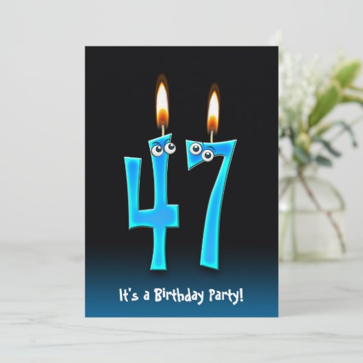 47e verjaardagsfeestje uitnodigen kaart (Staand voorkant)