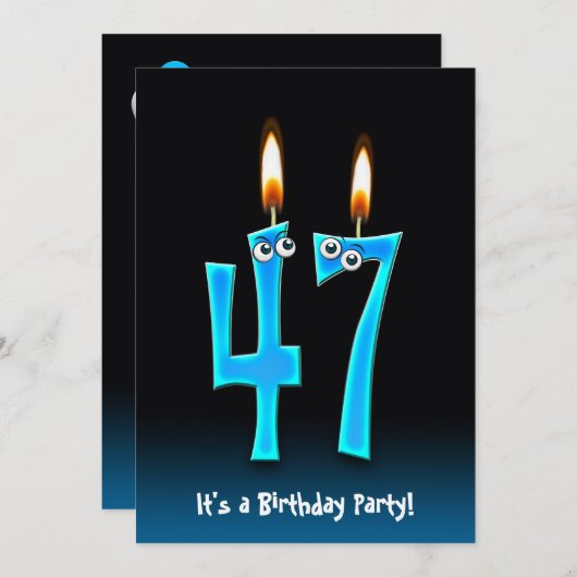 47e verjaardagsfeestje uitnodigen kaart (Voorkant / Achterkant)