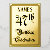 47ste verjaardagsfeest — Elegant script + aangepas Folie Uitnodiging (Voorkant)