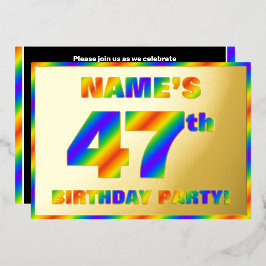 47ste Verjaardagsfeest — Leuk, Regenboogspectrum “ Folie Uitnodiging